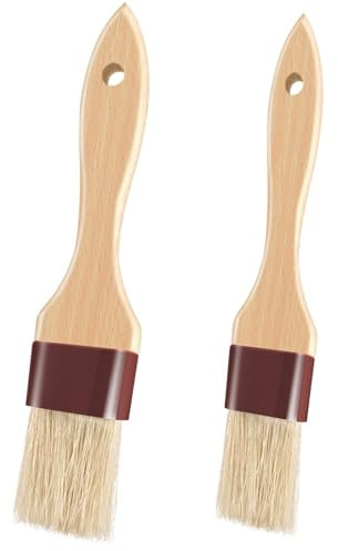 Pennello da pasticceria, per cuocere uova e alimenti con setole naturali, manico in legno, pennelli per pasticceria, pennelli per olio per cucinare (2 dimensioni - 2 pezzi)