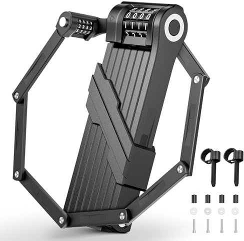 Ovshnrr Antivol Velo Pliable 120cm, Serrure de Vélo Pliante Portable, Antivol Pliable avec Support, Serrure à Combinaison à 4 Chiffres, Antivol de Vélo pour VTT, Bicyclette, Moto, etc