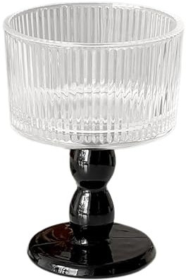 UIYIHIF French Retro Wine Goblet Glass, Elegant Champagne Coupe Glass with Decorative Stem, Clear Glass Goblet for Bar Restaurant Party Dinners (Stripe #-4)