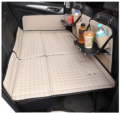 OLSKFUH Nicht Aufblasbare Automatratze, Faltbares Autobett Für SUV, Tragbare Auto-Campingmatratze Für Den Rücksitz, Reiseautobett Mit Lederoberfläche, Trägt 300 Kg/660 Lbs,White-c-135cm