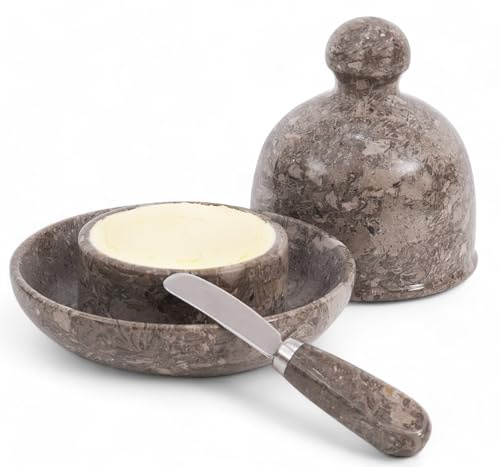 Radicaln Butterdose aus Marmor mit Deckel, 15,2 cm, Ozeanischer handgefertigter Buttertopf für streichbare Butter, idealer Buttertopf für Theke mit Wasser, französische Butter, Topf für Arbeitsplatte