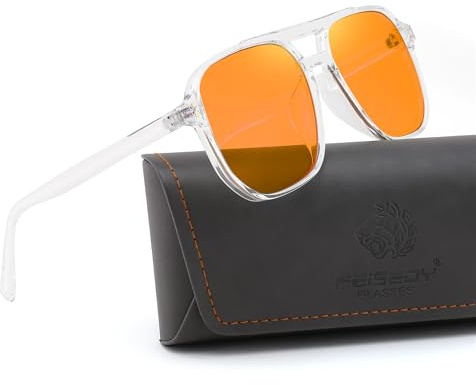 FEISEDY Retro 70er Blaulichtfilter Brille 99.99% Blaulicht-Blockierende Gaming Brillen Computerbrille für Herren Damen Amber Getönt G2835