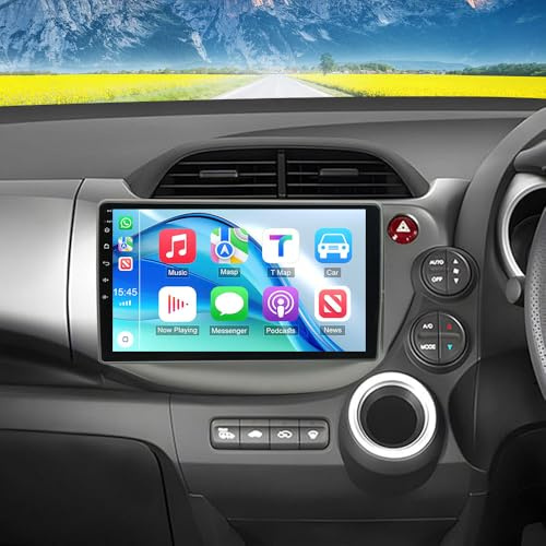 4G+64G 10 Inch Android 14 Car Stereo Radio for Honda Jazz Fit 2007-2013 Double Din Car Radio with Wireless Carplay Android Auto HD Touchscreen GPS WiFi FM RDS Bluetooth Backup Camera