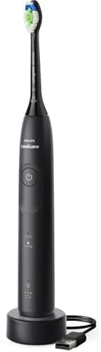 Philips Sonicare 5500 elektrische Zahnbürste, Schallzahnbürste mit 1 Intensitätsstufe, Andruckkontrolle, EasyStart, SmarTimer und BrushPacer, schwarz, Modell HX7111/01 [Neue Technologie]