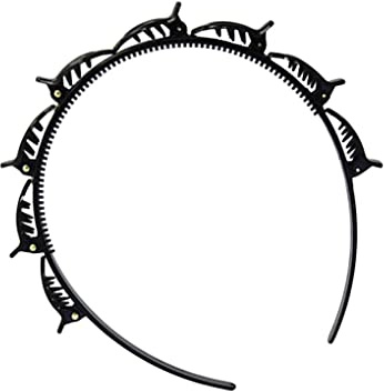 Pince à cheveux double bande antidérapante multi-couches design creux accessoire tête noir