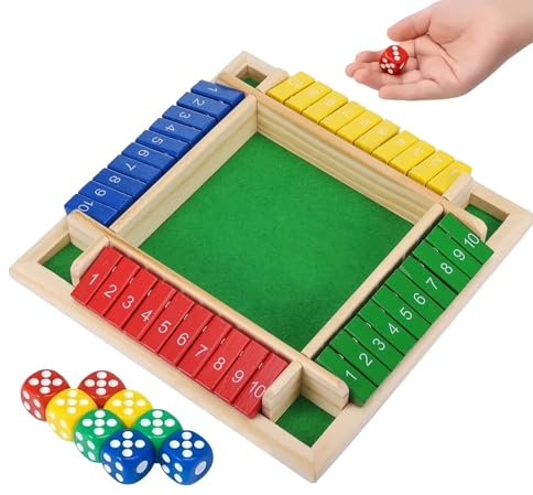 Lereke Shut the Box Game, Classic 2-4 Player Shut the Box Dice Game, Wooden Table Game Dice Games, Wooden Board Game Math Learning Dice Games, Education Toy Gift for Kids Age 3 4 5 6 +