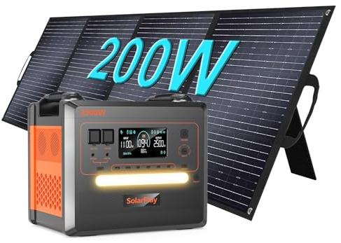 SolarPlay Generateur Lectrique Portable, 2304Wh Batterie LiFeP04, 2500w (crête 5000 w)，200w Panneaux Solaires 1.5h Charge Complète Pour Rv,Camping& Alimentation électrique De Secours à Domicile