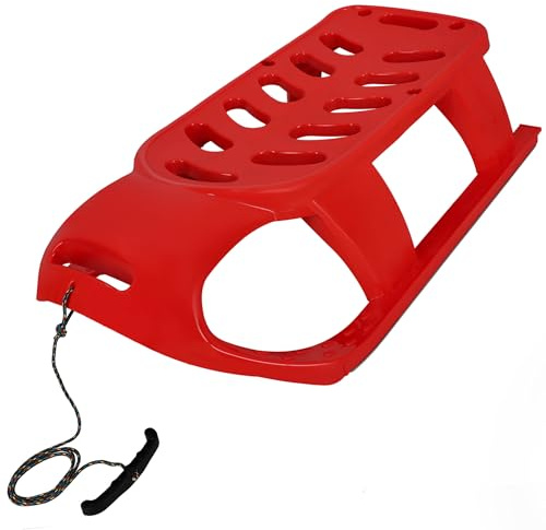 KOTARBAU® Slittino da Neve per Bambini - Plastica - 87x45x26 cm - Rosso - Bob Neve Bambino - Slittini - Slittino Bob - Slitta con Pattini In Metallo e Corda da Traino