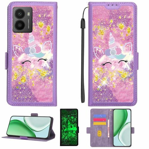 Kinetijy Coque Compatible pour Hmd Fusion X1 Coque Étui Housse Case Support [avec Film Protecteur HD d'une dureté de 9H] [Blocage RFID][Paillettes dorées + Brillantes] LPT-DJS