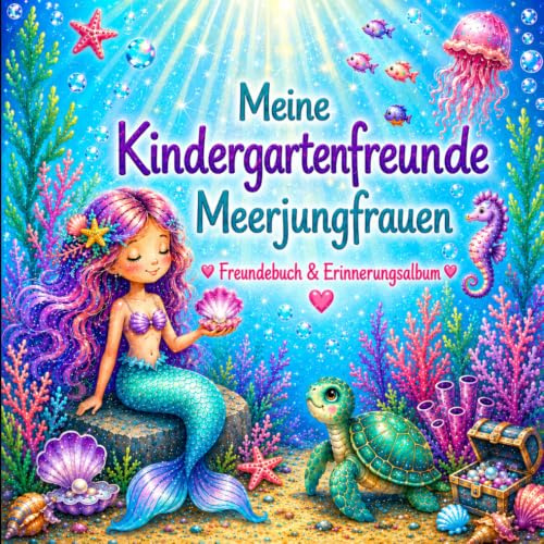 Meine Kindergartenfreunde – Meerjungfrauen: Freundebuch & Erinnerungsalbum für Kindergartenkinder – mit Platz für Fotos, Fingerabdrücke und besondere Erinnerungen