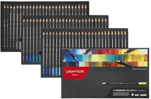 Caran d'Ache Farbstifte- Set Artist Museum Aquarelle mit 76 leuchtende Farben, Lichtbeständig, wassrvermalbare Mine, 3510376