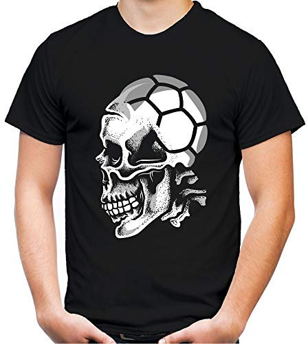 Sport Skull Handball Männer und Herren T-Shirt | Sport Totenkopf (S, Schwarz)