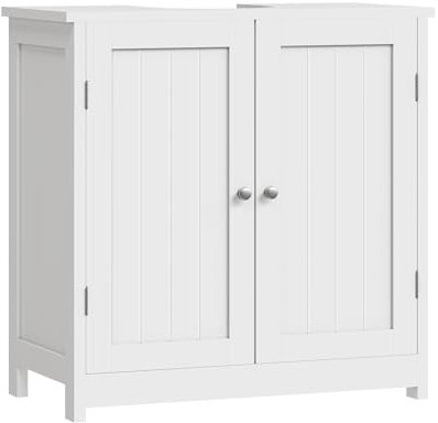 WOLTU Meuble sous Lavabo, Meuble de Rangement pour Salle de Bain en MDF, 60x60x30cm, Blanc