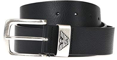 Armani Herren getrommelter Ledergürtel Schwarz 36
