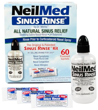NeilMed Sinus Rinse Original Kit, Squeeze Bottle + 60 Sachets