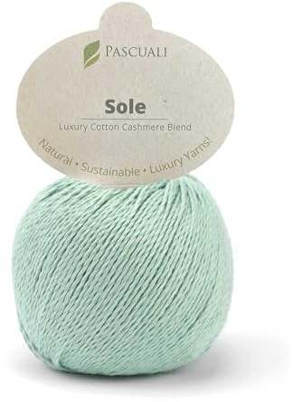 Pascuali Sole | Strickwolle aus 90% Baumwolle (Pima), 10% Kaschmirwolle, zum Stricken und Häkeln, Farbe:Karibik 51