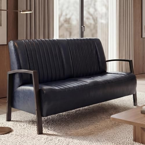Mendler 2er Sofa HWC-H10 Metall Kunstleder Industrie-Design - Vintage grau | Couch, Zweisitzer