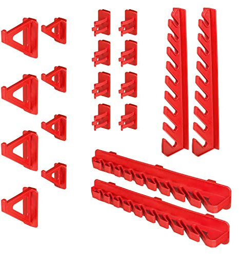 Soporte de pared para herramientas – 20 piezas Soporte de herramientas para sistema de almacenamiento – Ganchos Set de pared perforada para herramientas