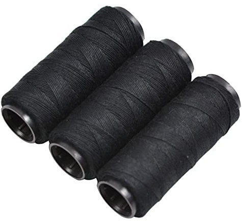 3 Rollen Nähgarn Webfäden für Herstellen von Perücken Handnähen Haarschuss DIY (Schwarz)
