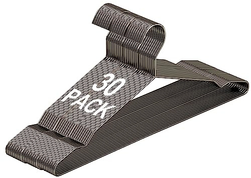 SPECILITE Metall-Kleiderbügel, robust, starke Draht-Kleiderbügel mit Kerben, platzsparende Kleiderbügel für Mäntel, Hemden, Anzüge, Hosen, Schwarz, 30 Stück