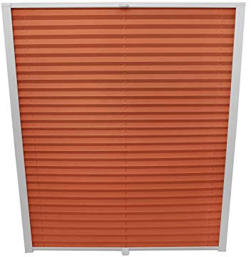 ondeco Dachfenster Plissee zum Bohren passend für Velux Fenster Plisseerollo Faltrollo verspannt Zubehör Orange M08 - B: 61,4cm x H: 116cm