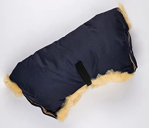 Naturasan Scaldamani in pelliccia di agnello, con fodera interna in pelliccia di agnello, muffin, kiwa, passeggino, jogger, rimorchio per bicicletta, HW-03-Bambini (Navy)