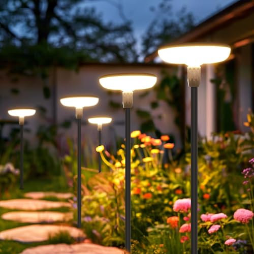 GEARLITE Solar Lights Outdoor Garden, 4 Pack Super Bright Garden Lights Solar Powered Built-in 1000mAh Battery, Sway by Wind, Waterproof Outdoor Ornament for Yard Patio Pathway Decorations