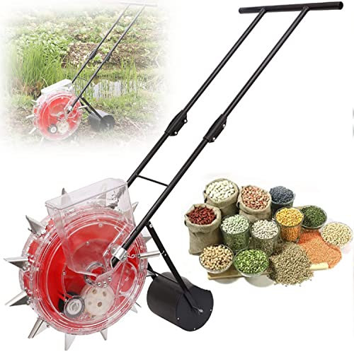 JIADUOFU Precision Garden Seeder, Crop Planter, Lawn & Garden Spreaders, Hand-push Roller Seeder, Push Spreader, Corn Soybean Fertilizer Machine, for Corn, Beans Cotton Peanut,12Holes