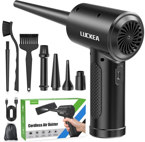 Elektrische Staubgebläse Druckluftspray für PC Reinigungsset - 3-Gang Air Duster Luftdruckspray mit LED-Licht, Tastatur Reinigung Druckluft Luftspray für Laptop, Sofa, Auto, Bürogeräte