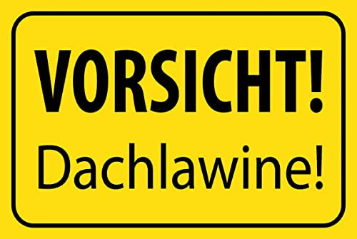 mrdeco Metall Schild 12x18cm gewölbt Vorsicht Dachlawine Warnschild Deko Blechschild Tin Sign