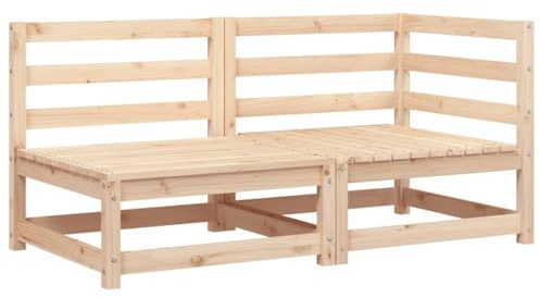 vidaXL Gartensofa 2-Sitzer, Modular Sofa mit Rückenlehne, Gartensessel mit Lattenrost, Relaxsessel Lounge Sessel Gartenmöbel, Massivholz Kiefer