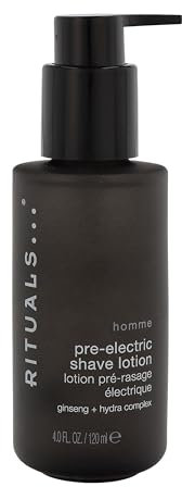 RITUALS Homme Pre-Electric Shave Lotion für Männer, Rasierlotion mit Ginseng und Hydra-Komplex, bereitet die Haut auf eine gründlichere, sanftere Trockenrasur vor, 120 ml