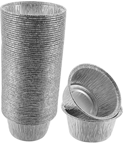 Cabilock 100 Piezas Tazas de pudín de aluminio Recipientes de aluminio para cupcakes Recipientes de aluminio para tartaletas molde metalico para tarta de aluminio para hornear