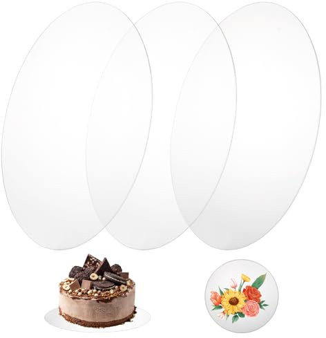 SHUESS Lot de 3 plateaux à gâteau ronds en acrylique - 30 cm - Réutilisables - Pour le transport de gâteaux et de tartes