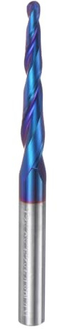 uxcell Tapered Ball Nose End Mill CNC Router Bit, 1/16 Radius 1/4 Shank Solid Carbide Coated Upcut Spiral 2 Flutes Cutter Milling Tool, 1/8 Dia 3 Total Length