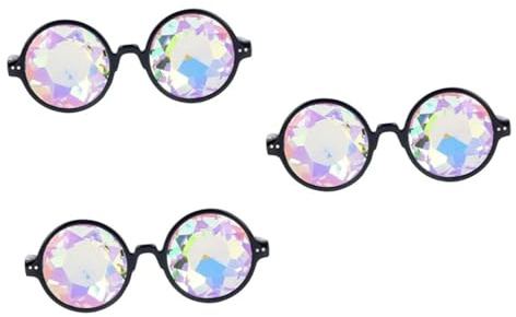 VALICLUD 3stücke Kaleidoskop Sonnenbrille Brechungsbrille Für Partys Festivals Und Bühnenperformances Schwarz Langlebig Flexibel Bequem Für Kostüme Und Cosplay