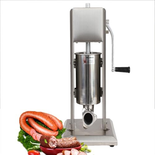 ylpddmm Sausage Machine,2L/3L/5L/7L/10L/15L Manual Sausage Stuffer,2 Adjustable Speed Stainless Steel Heavy Duty Meat Filling Machine, Packed 4 Stuffing Tubes,5L
