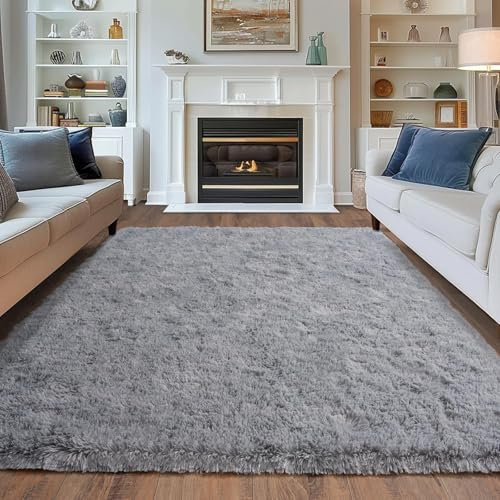 BSGIFT Hochflor Teppich 120x160 Grau, Shaggy Teppiche Wohnzimmer Flauschig, Modern Langflor Kuschelteppich Wohnzimmerteppich High-Pile Carpet rutschfest für Schlafzimmer Kinderzimmer
