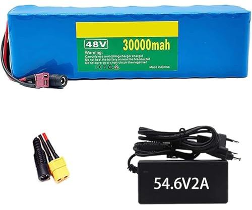 48V 30Ah Ebike Batería para 1000W 750W 500W Bicicleta Eléctrica Scooter Motor, E-Bike Batería Litio-Ion, Lectric Bike Batería Pack con 54.6V 2A Cargador T