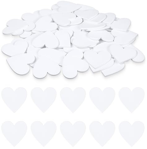 Bewudy 120 Stück Weiße Holzherzen zum Basteln, Holz Streuschmuck als Tischdekoration Streudeko Holz Konfetti Holzherz Deko für Hochzeit Valentinstag Geburtstag Party Kartenherstellung DIY Handwerk(4cm
