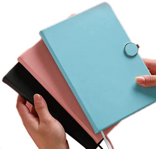 Notebook Notepad PU Leather Notebook, Refillable 6 Round Ring Binder Cover for A5 Filler Paper,Leather Journal Personal with Magnetic Buckle Journal Notebook for Writing(3-Pack)