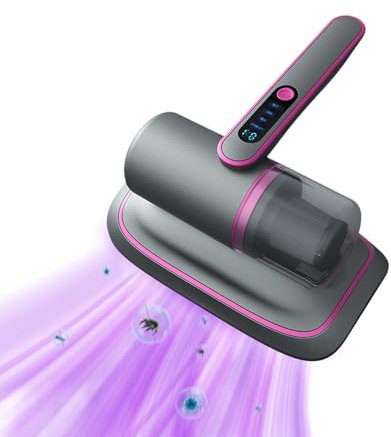 Aspirapolvere Portatile per Materassi Con Luce UV-C, Battimaterasso Antiacaro Senza Fili, Aspirabriciole per Acari (Viola)