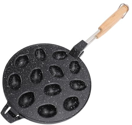 Macchina per Biscotti Alla Noce, Stampi a Forma di Biscotto a 12 Fori, Antiaderente, in Lega di Alluminio, per Biscotti, con Manico in Legno, Padella per Biscotti, Caramelle,