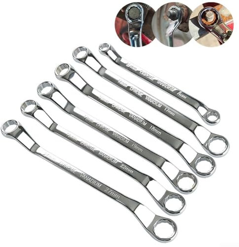 ZYWUOY Llaves de doble anillo en acero al cromo vanadio, diseñadas para mecánicos en espacios reducidos (13 x 15 mm)
