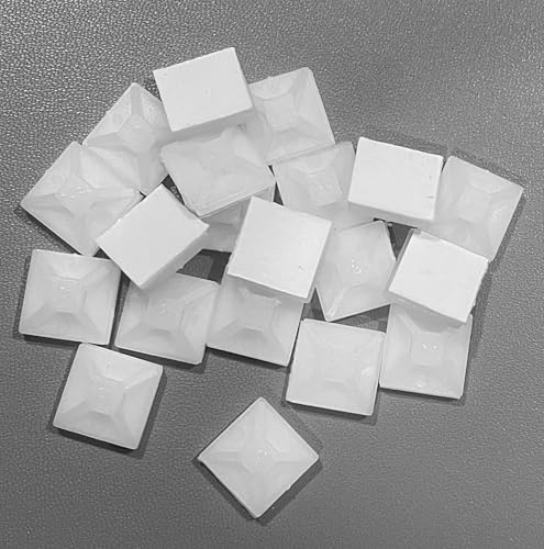 TERF® 50 Pcs White Self Adhesive Cable Ties Bases 13mm X 13mm (0.51'') Premium Nylon Self Adhesive Cable Ties Fixing Mounts for Home Office Garden Garage Workshop DIY Use