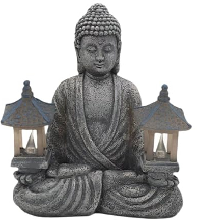 MagiDeal Buddha Statue Art Craft Solar Power Crafts Desk Ornament Zen Meditation Sculpture for Garden Porch Yard Office Farmhouse, Lighthouse