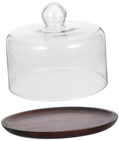 GLEAVI 1satz Tortenplatte Mit Glasglocke Eleganter Kuchenständer Für Obst Käse Und Desserts Transparente Abdeckung Für Stilvolle Präsentation Holztablett Und Glasdom Für Partys Und