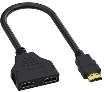 Adattatore Splitter HDMI, 1080P HDMI Splitter 1 a 2 vie, Adattatore per HDTV, Monitor e Proiettori, È Possibile Attivare un Solo Dispositivo Alla Volta, Non Supporta l'uso Simultaneo