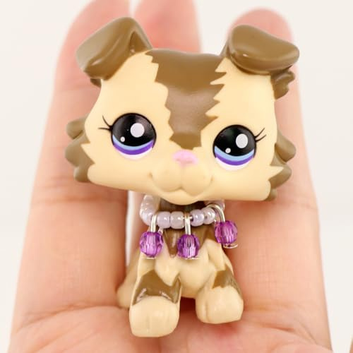 FFTYAOPB Mini jouet pour animal de compagnie, figurine d'animal mignon, mini collie, avec nœud, collier, lunettes et autres accessoires, tête à pompon, jouet à collectionner pour enfants, accessoires