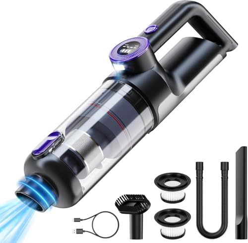 ponoseu Brushless Handstaubsauger Akku 18000Pa, Bürstenlos Handsauger Kabellos, Handstaubsauger Auto Handheld Vacuum Cleaner für Auto, Haus, Tierhaare, 64000rpm